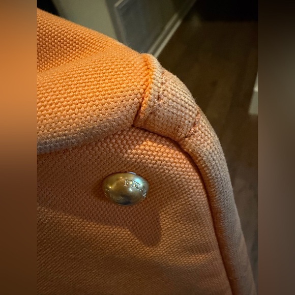 Prada Large Studded Canapa Orange 
2 Way Handbag with crossbody strap - Picture 6 of 6